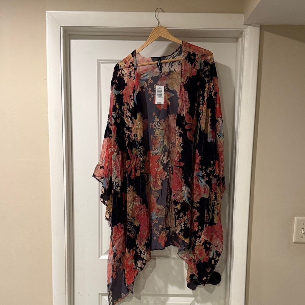 Torrid Multicolor Burnout Velvet Floral Kimono